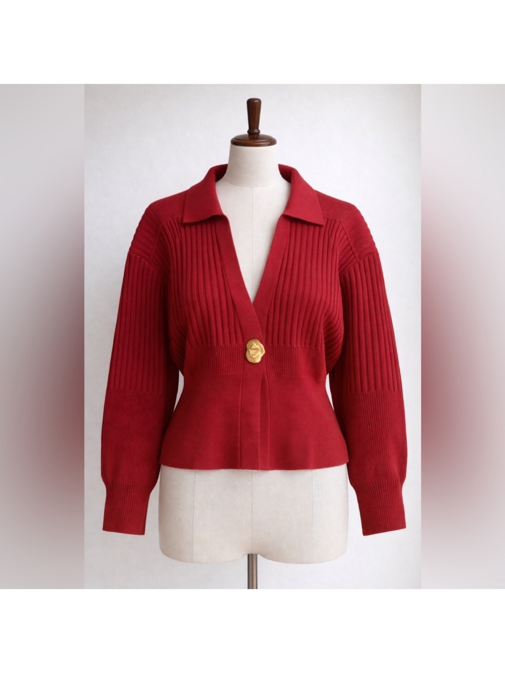 Urban Revivo Red Sweater Cardigan with Gold Button Size XXL